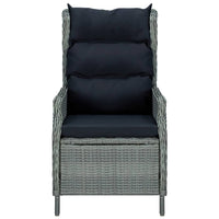 Thumbnail for Verstellbarer Gartensessel mit Fußhocker Poly Rattan Hellgrau
