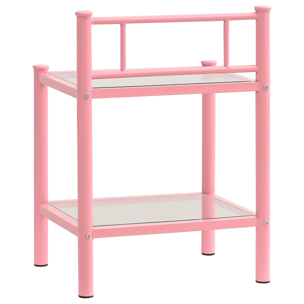 Nachttisch Rosa Transparent 45x34,5x60,5 cm Metall und Glas