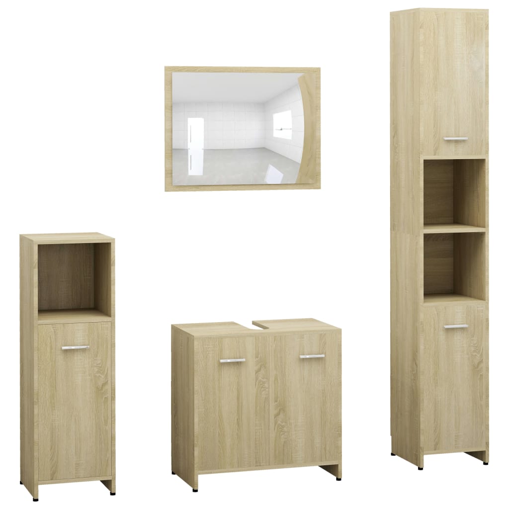 4-tlg. Badmöbel-Set Sonoma-Eiche Holzwerkstoff