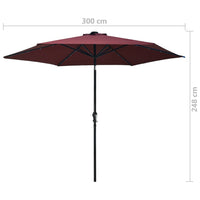Thumbnail for Sonnenschirm mit LED-Leuchten und Stahlmast 300 cm Bordeauxrot