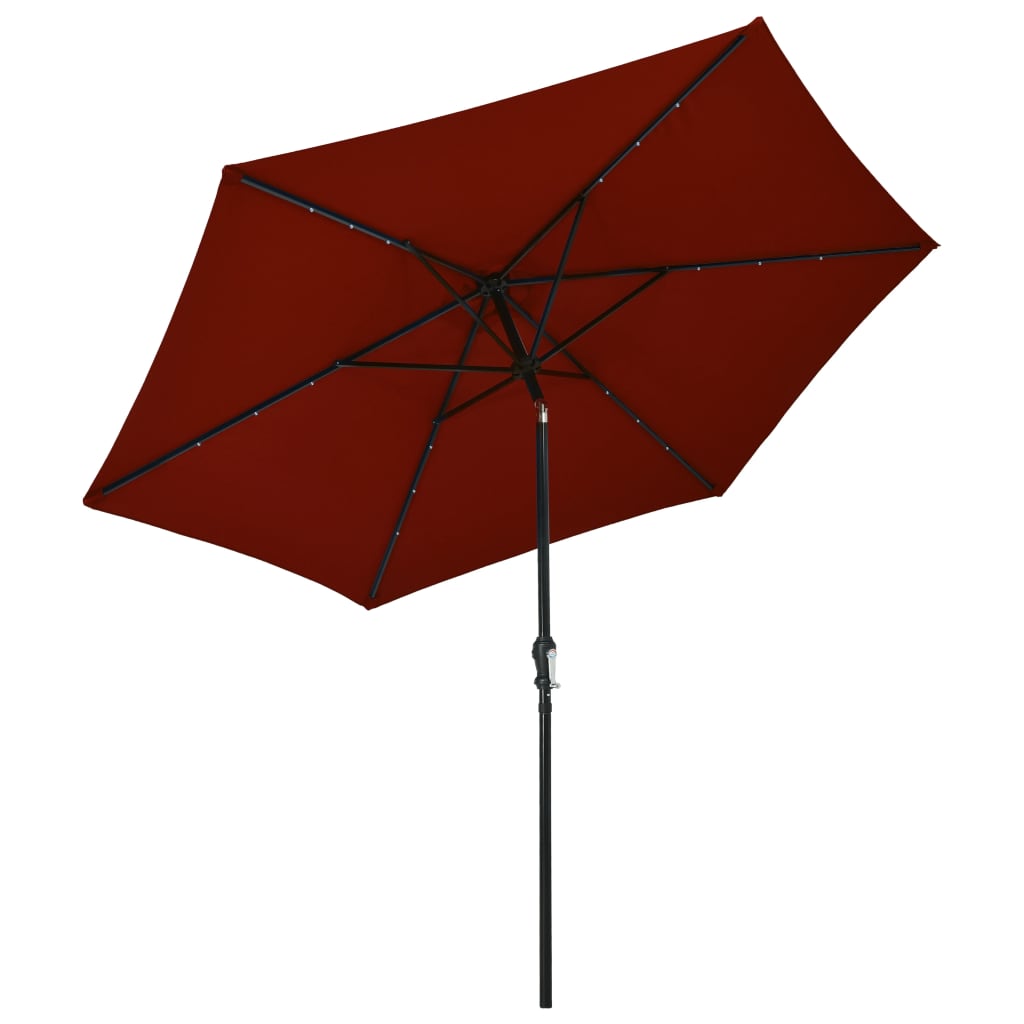Sonnenschirm mit LED-Leuchten Stahlmast 300 cm Terrakotta-Rot