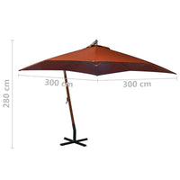 Thumbnail for Ampelschirm mit Mast Terracotta-Rot 3x3 m Massivholz Tanne