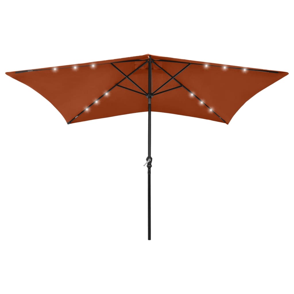 Sonnenschirm mit LEDs und Stahl-Mast Terracotta-Rot 2x3 m