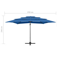 Thumbnail for Sonnenschirm mit Aluminium-Mast 4-lagig Azurblau 250x250 cm