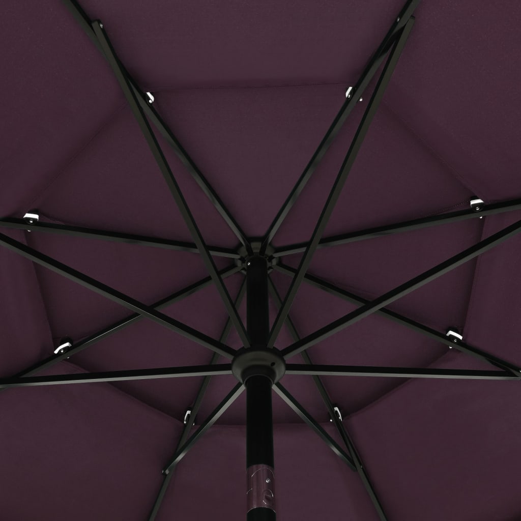 Sonnenschirm mit Aluminium-Mast 3-lagig Bordeauxrot 3,5 m