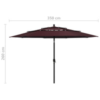 Thumbnail for Sonnenschirm mit Aluminium-Mast 3-lagig Bordeauxrot 3,5 m