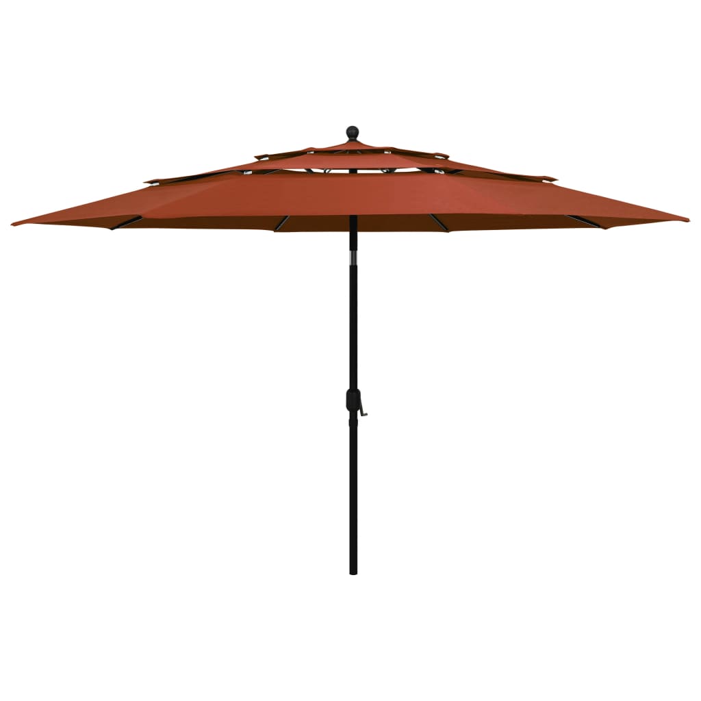 Sonnenschirm mit Aluminium-Mast 3-lagig Terracotta-Rot 3,5 m