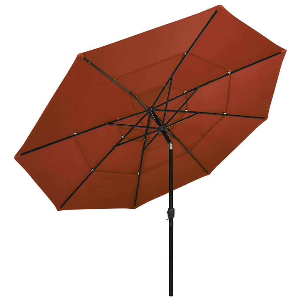 Sonnenschirm mit Aluminium-Mast 3-lagig Terracotta-Rot 3,5 m