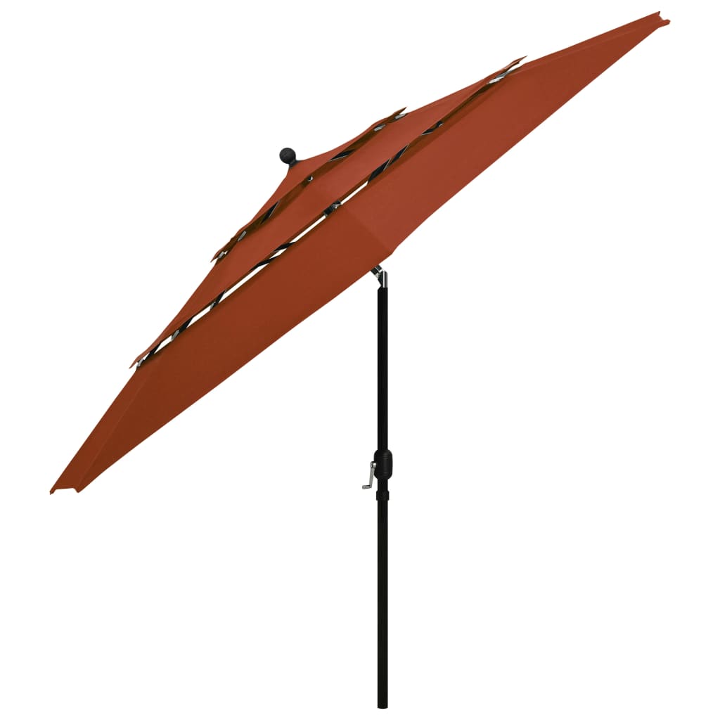 Sonnenschirm mit Aluminium-Mast 3-lagig Terracotta-Rot 3,5 m