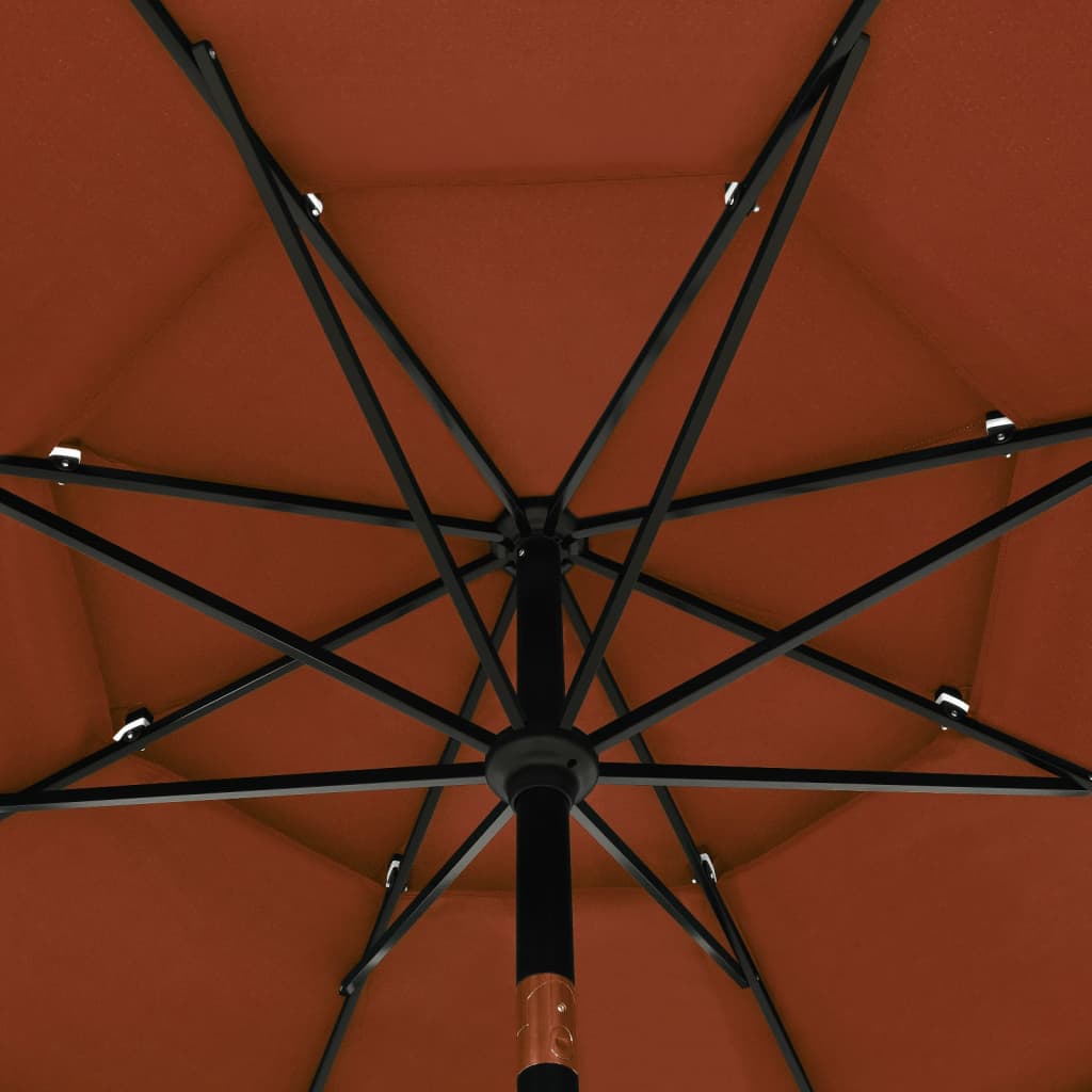 Sonnenschirm mit Aluminium-Mast 3-lagig Terracotta-Rot 3,5 m