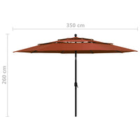 Thumbnail for Sonnenschirm mit Aluminium-Mast 3-lagig Terracotta-Rot 3,5 m