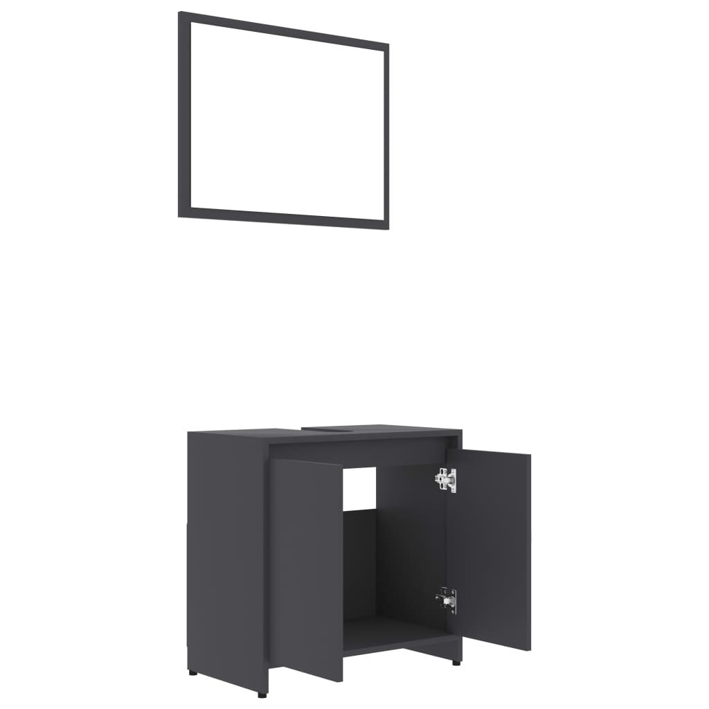 3-tlg. Badmöbel-Set Grau Holzwerkstoff