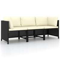 Thumbnail for 3-Sitzer-Gartensofa mit Auflagen Schwarz Poly Rattan