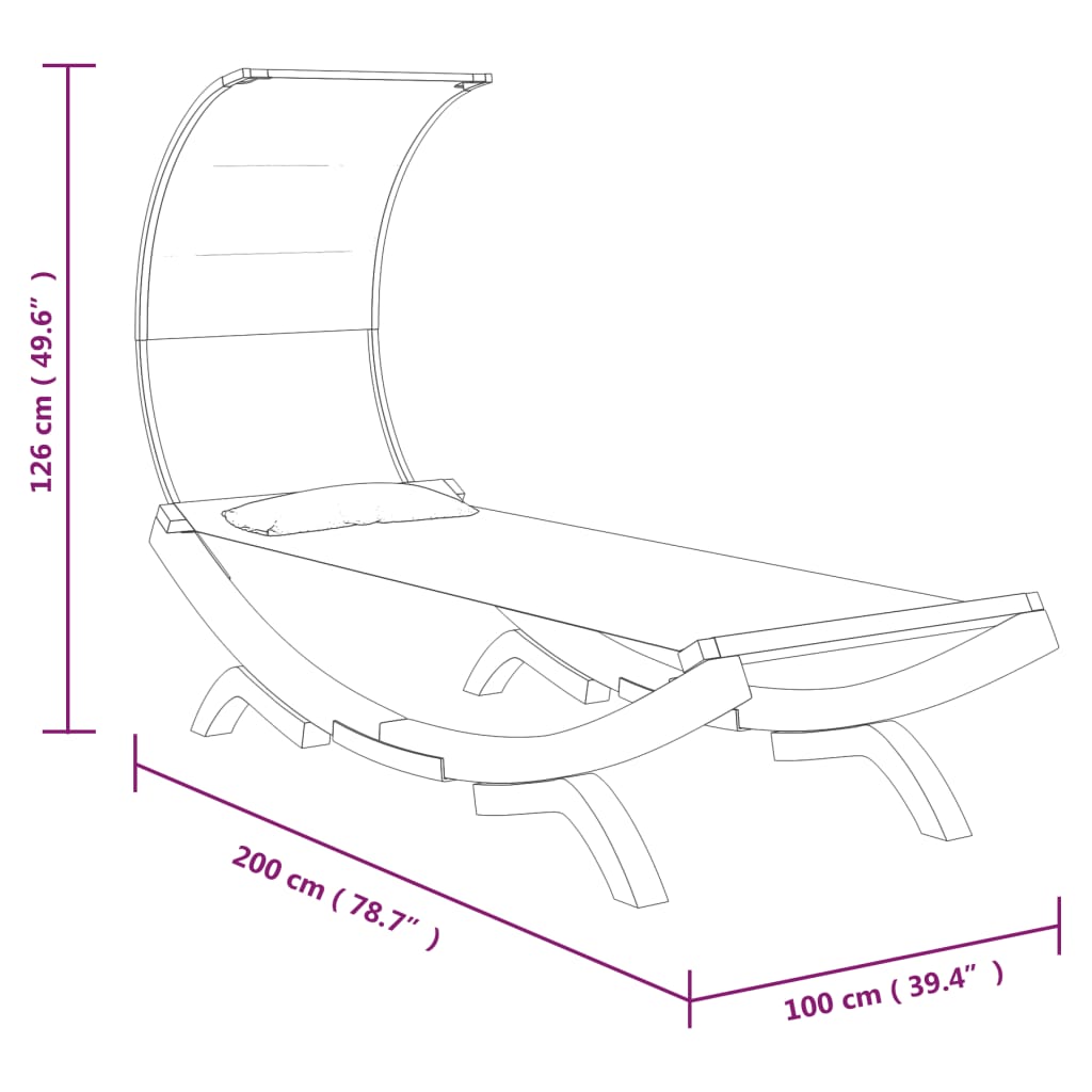 Hängematte mit Dach 100x216x162 cm Bugholz Massiv Creme
