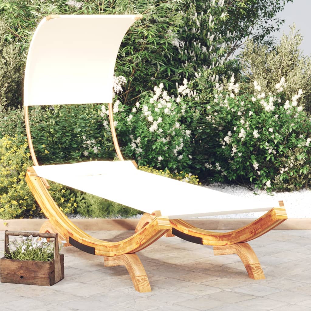 Hängematte mit Dach 100x216x162 cm Bugholz Massiv Creme