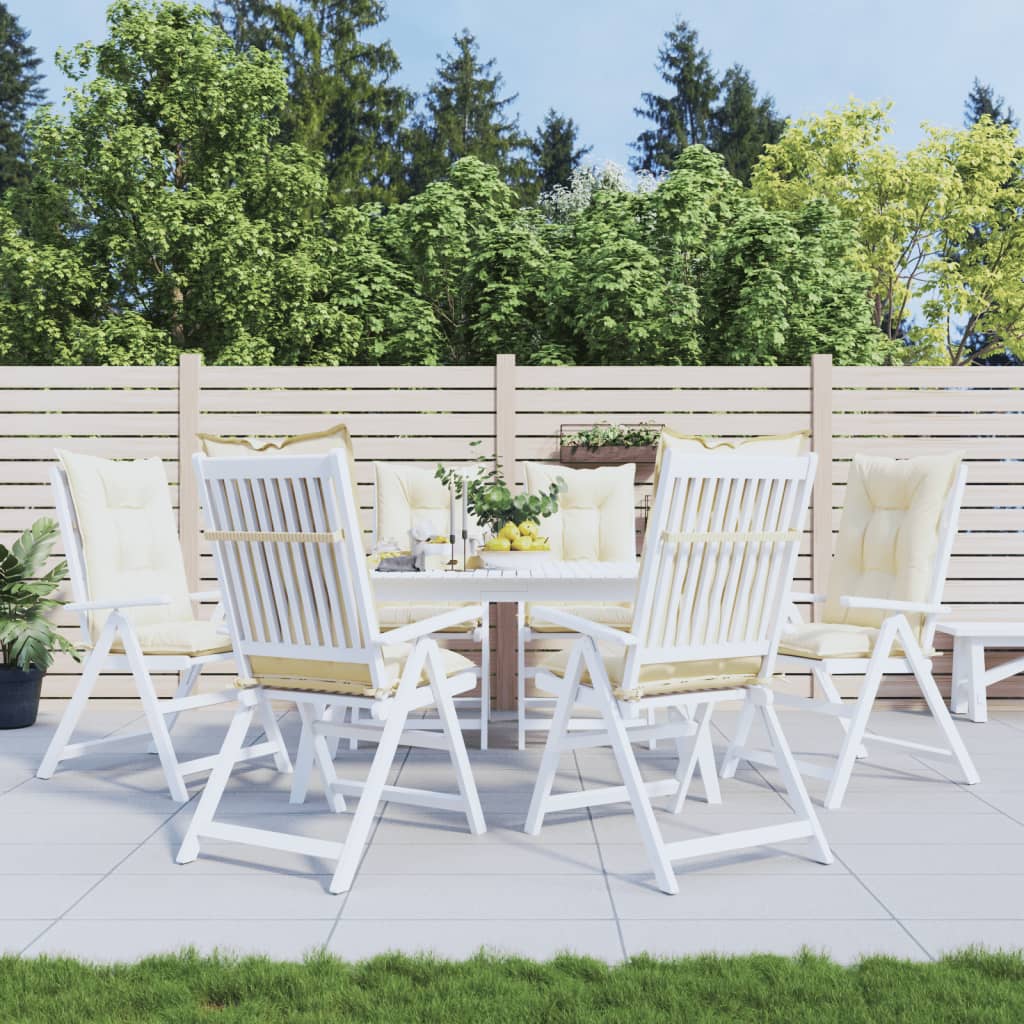 Gartenstuhlauflagen für Hochlehner 6Stk. Creme 120x50x7cm Stoff