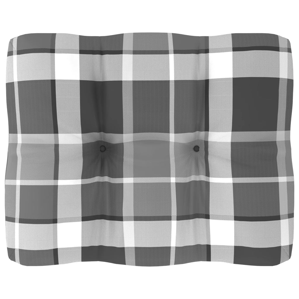 Palettenkissen Grau Karomuster 50x40x10 cm Stoff