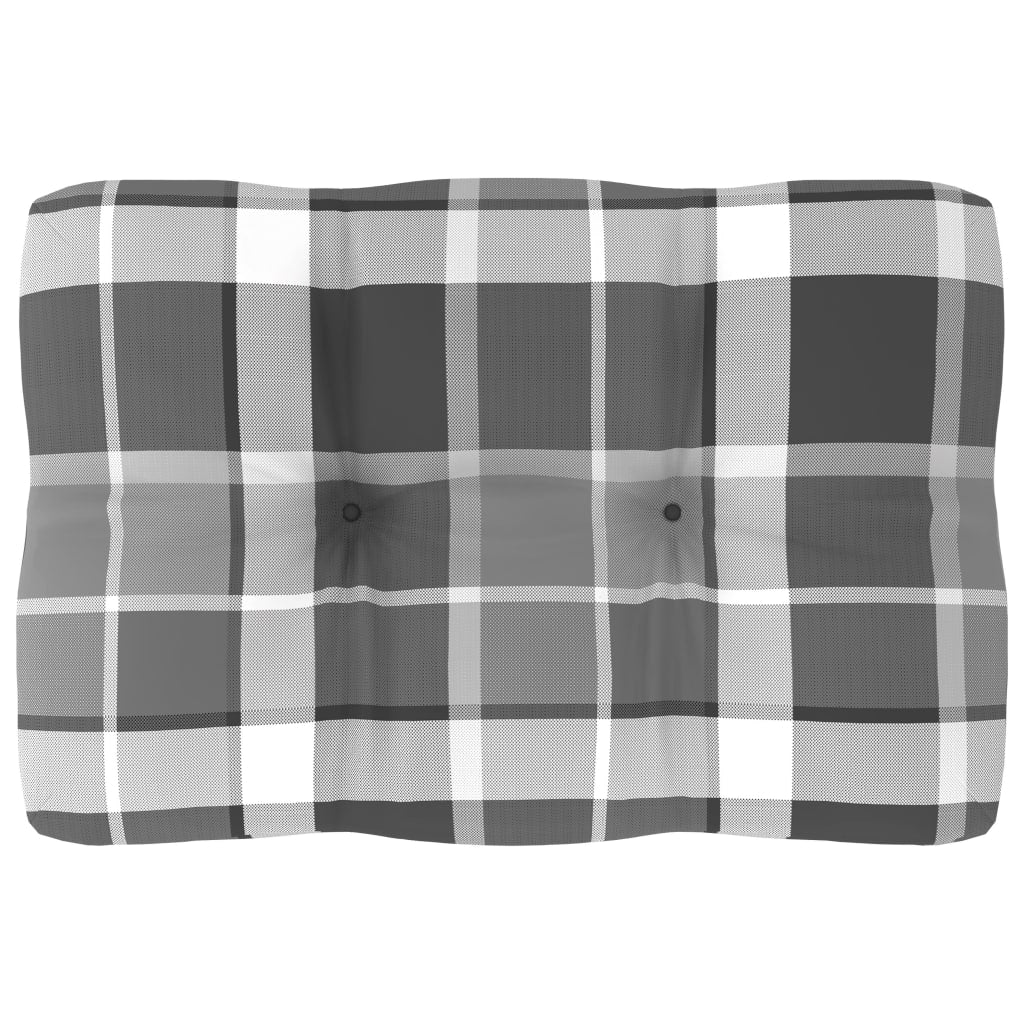 Palettenkissen Grau Karomuster 60x40x10 cm Stoff