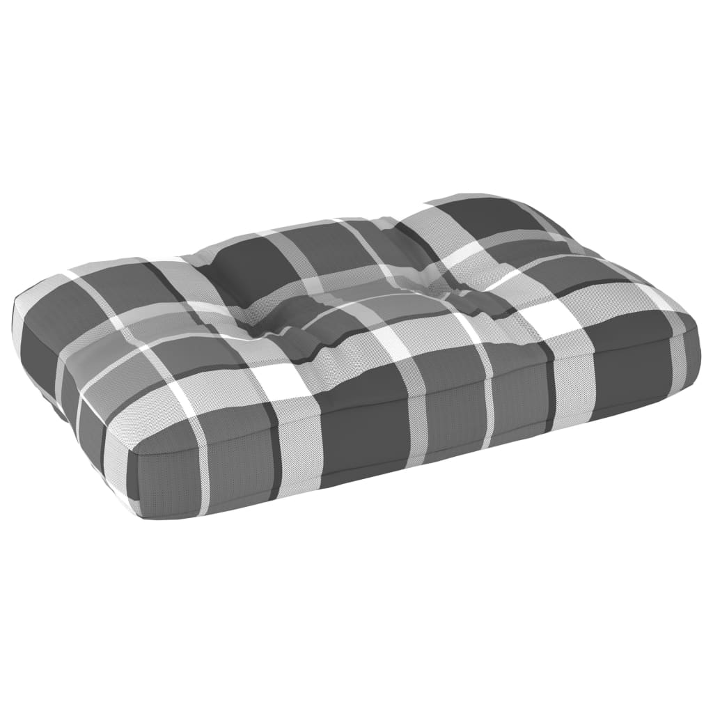 Palettenkissen Grau Karomuster 60x40x10 cm Stoff