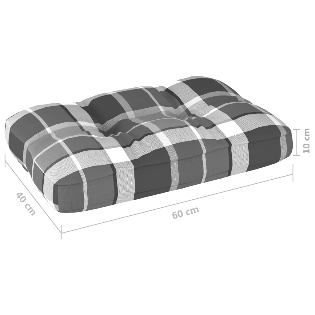 Palettenkissen Grau Karomuster 60x40x10 cm Stoff