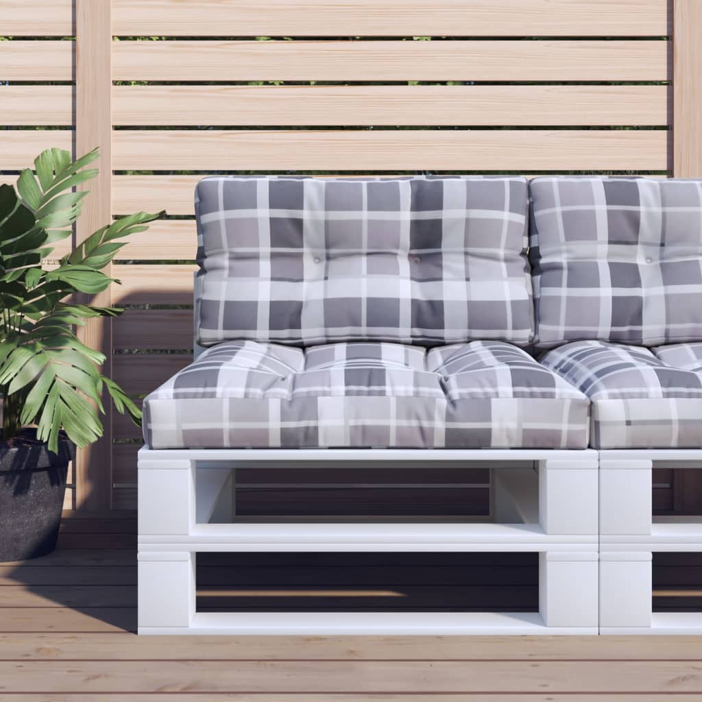 Palettensofa-Kissen Grau Karomuster 70x40x10 cm