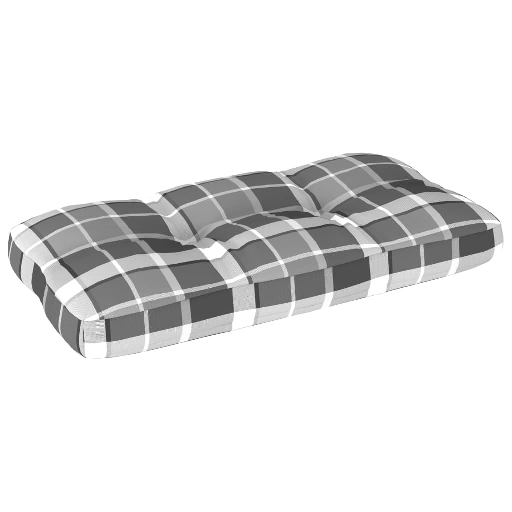 Palettenkissen Grau Karomuster 80x40x10 cm Stoff