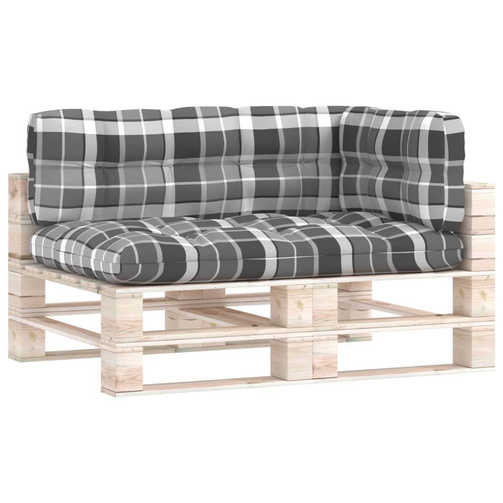 Palettensofa-Auflagen 3 Stk. Grau Karomuster