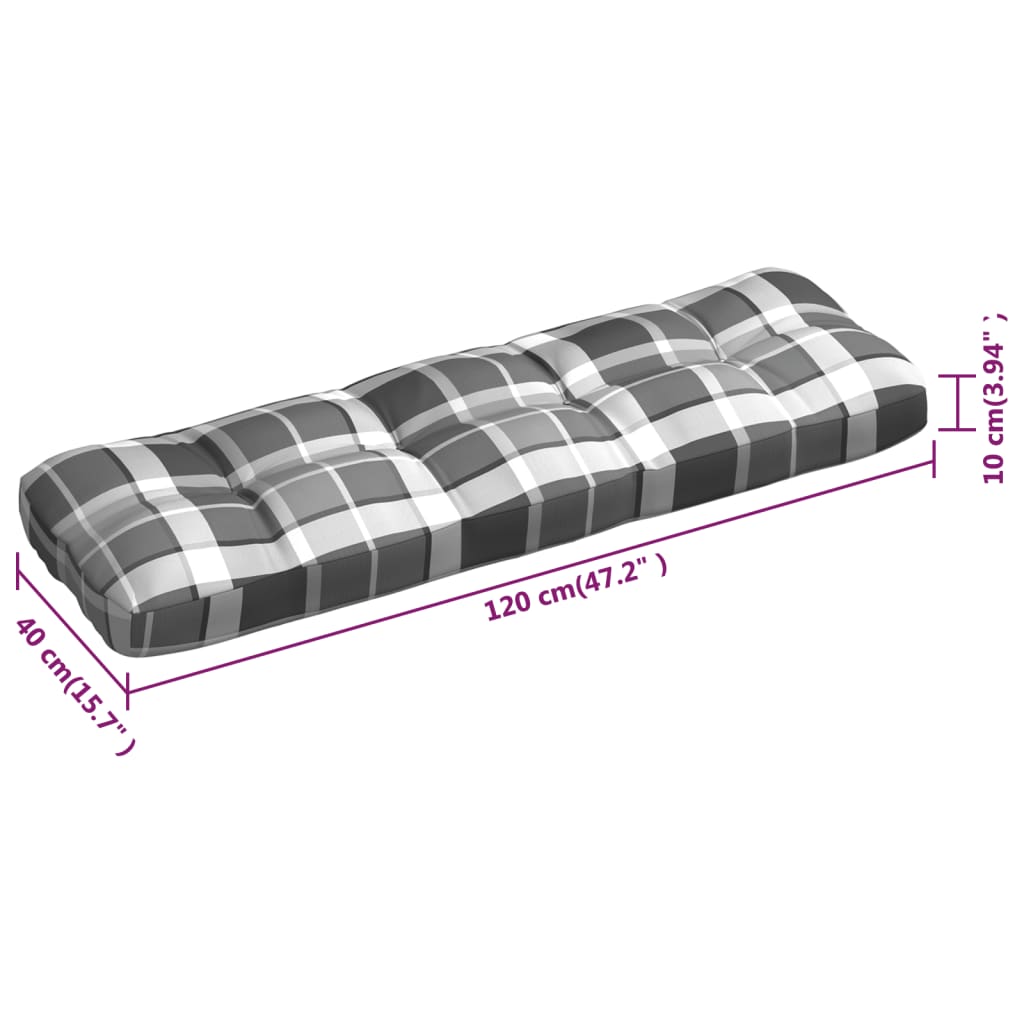Palettensofa-Auflagen 3 Stk. Grau Karomuster