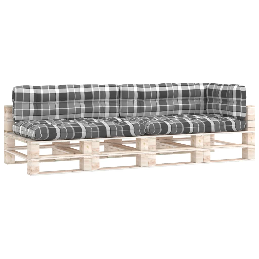 Palettensofa-Auflagen 5 Stk. Grau Karomuster