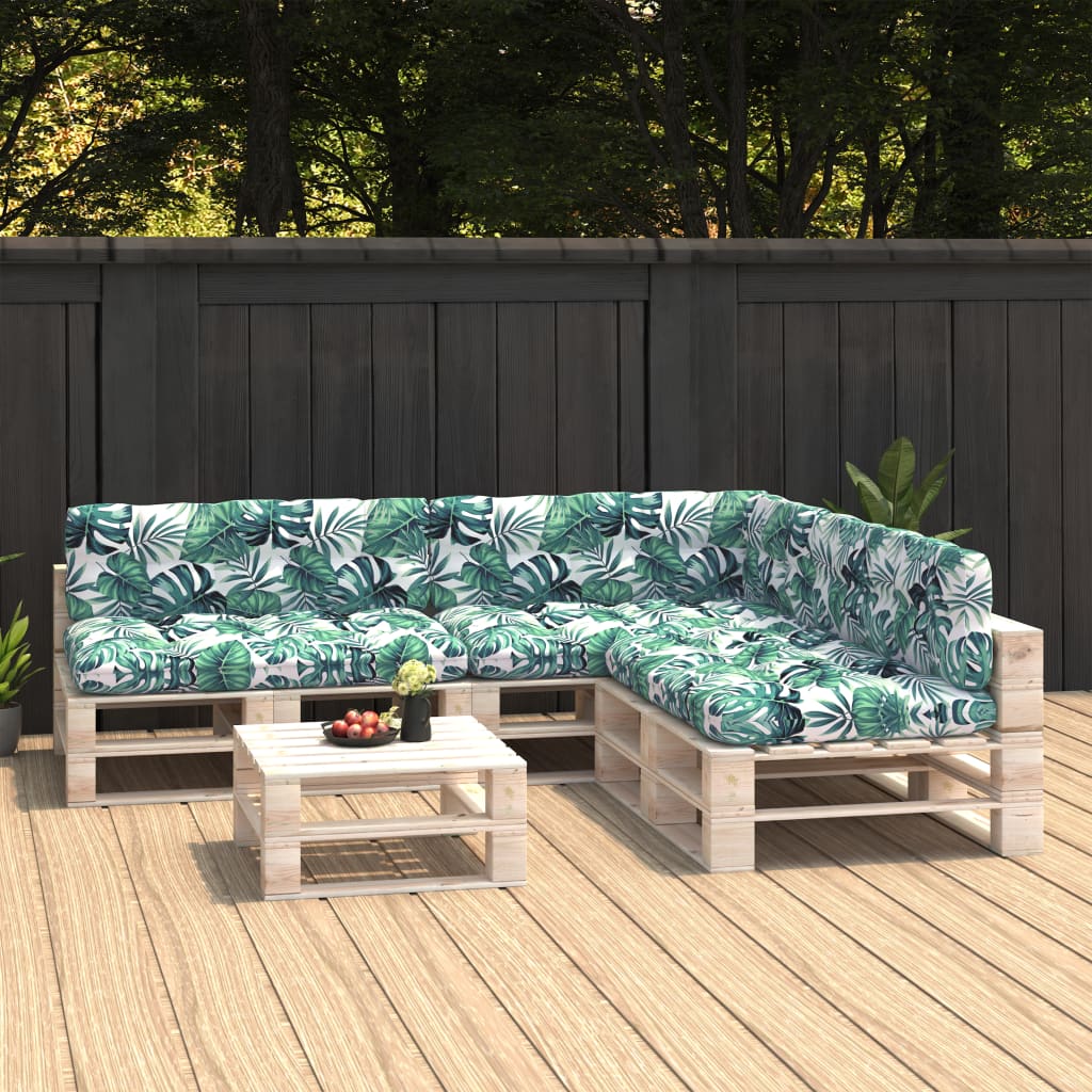 Palettensofa-Auflagen 7 Stk. Blattmuster