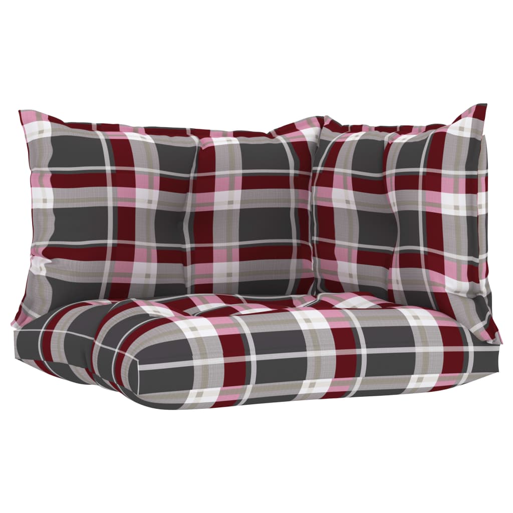 Palettensofa-Auflagen 3 Stk. Rot Karomuster Stoff
