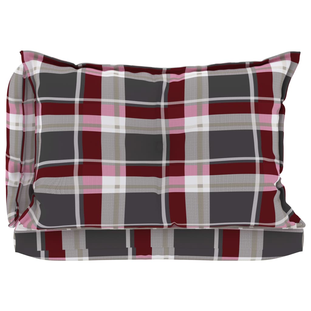Palettensofa-Auflagen 3 Stk. Rot Karomuster Stoff