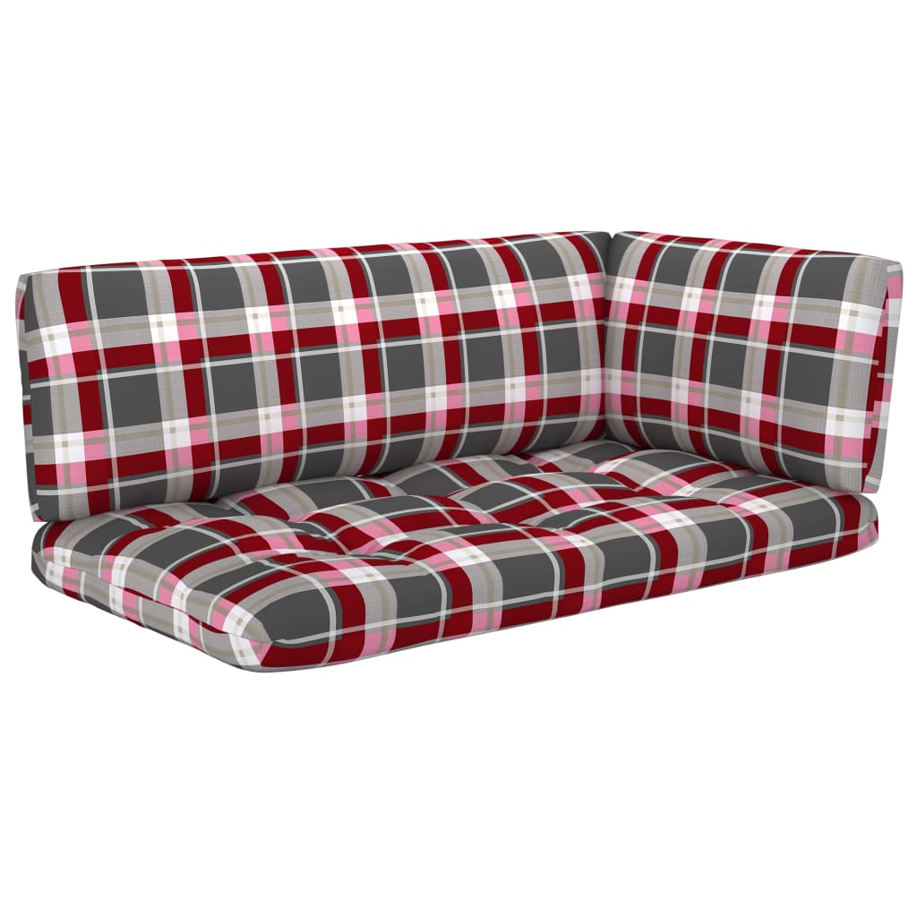 Palettensofa-Auflagen 3 Stk. Rot Karomuster
