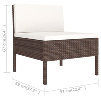 Thumbnail for 6-tlg. Garten-Lounge-Set mit Auflagen Poly Rattan Braun