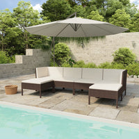 Thumbnail for 6-tlg. Garten-Lounge-Set mit Auflagen Poly Rattan Braun