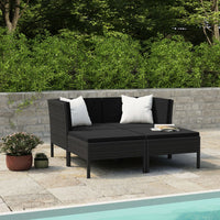 Thumbnail for 4-tlg. Garten-Lounge-Set mit Auflagen Poly Rattan Schwarz