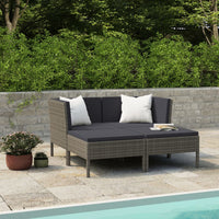 Thumbnail for 4-tlg. Garten-Lounge-Set mit Auflagen Poly Rattan Grau