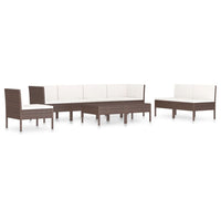 Thumbnail for 9-tlg. Garten-Lounge-Set mit Auflagen Poly Rattan Braun