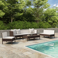 Thumbnail for 9-tlg. Garten-Lounge-Set mit Auflagen Poly Rattan Braun