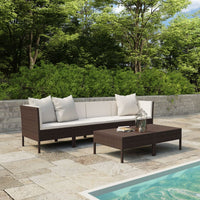 Thumbnail for 6-tlg. Garten-Lounge-Set mit Auflagen Poly Rattan Braun