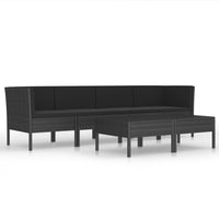 Thumbnail for 6-tlg. Garten-Lounge-Set mit Auflagen Poly Rattan Schwarz