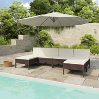 Thumbnail for 6-tlg. Garten-Lounge-Set mit Auflagen Poly Rattan Braun
