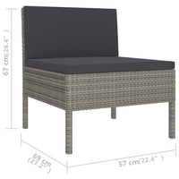 Thumbnail for 6-tlg. Garten-Lounge-Set mit Auflagen Poly Rattan Grau
