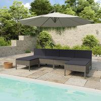 Thumbnail for 6-tlg. Garten-Lounge-Set mit Auflagen Poly Rattan Grau