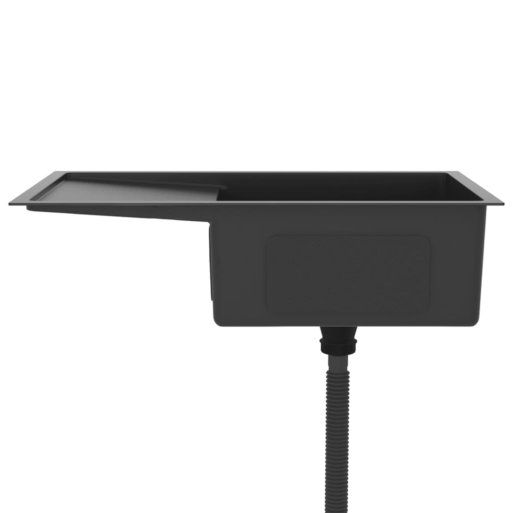 Handgemachte Einbauspüle Schwarz Edelstahl