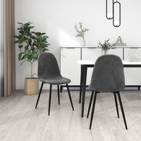 Thumbnail for Esszimmerstühle 2 Stk. Dunkelgrau Samt