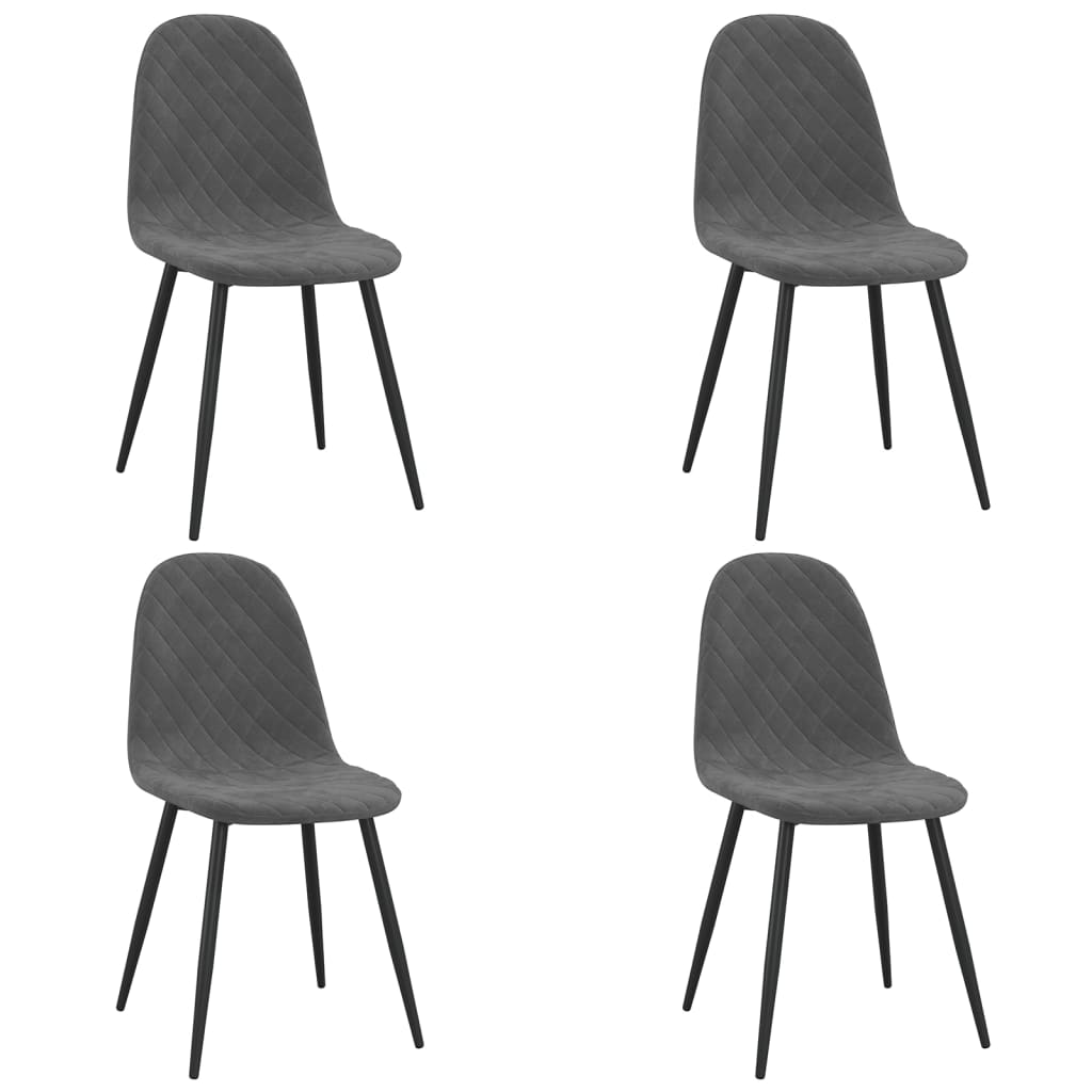 Esszimmerstühle 4 Stk. Dunkelgrau Samt