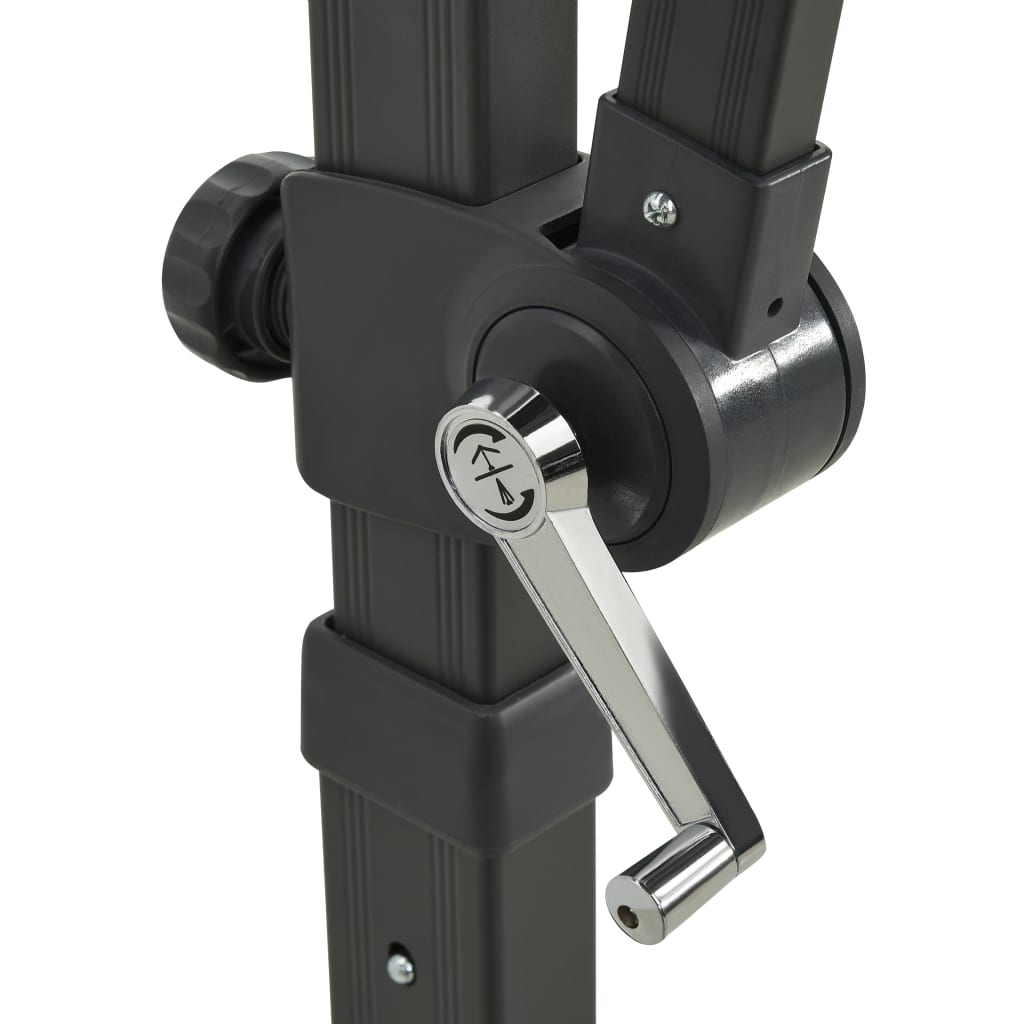 Ampelschirm mit Mast und LED-Leuchten Anthrazit 250 cm