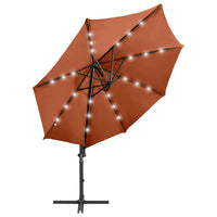 Thumbnail for Ampelschirm mit Mast und LED-Leuchten Terracotta-Rot 300 cm