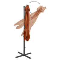 Thumbnail for Ampelschirm mit Mast und LED-Leuchten Terracotta-Rot 300 cm